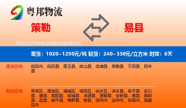 策勒到易县物流专线名片