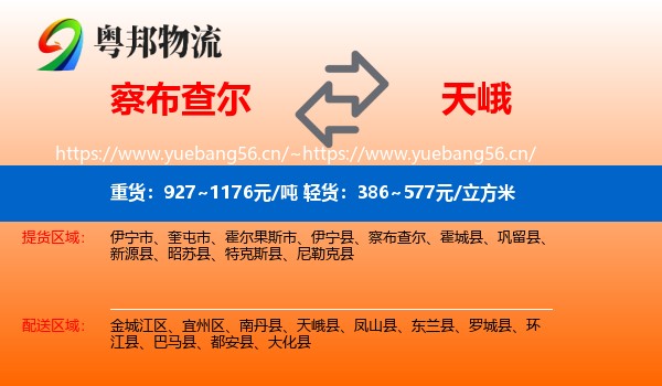 察布查尔到天峨县物流