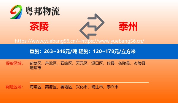 茶陵县到泰州物流专线