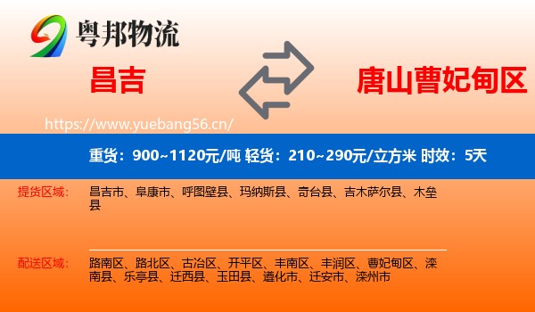 昌吉到曹妃甸区物流 昌吉到曹妃甸区物流专线名片