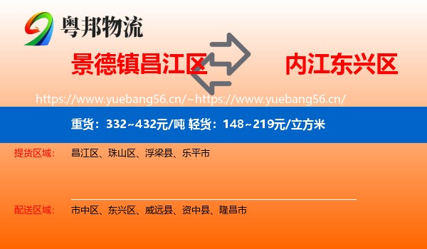 景德镇昌江区到东兴区物流