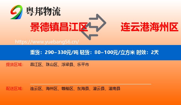 景德镇昌江区到海州区物流专线名片