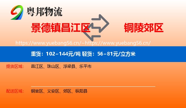 景德镇昌江区到郊区物流