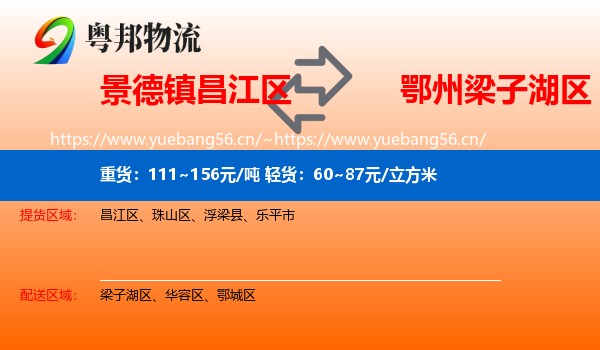 景德镇昌江区到梁子湖区物流