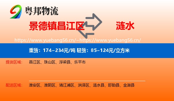 景德镇昌江区到涟水县物流