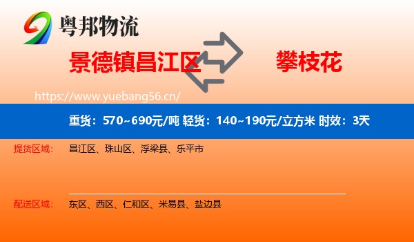 景德镇昌江区到攀枝花物流专线名片