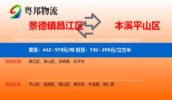 景德镇昌江区到平山区物流