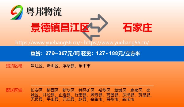 昌江区到石家庄物流专线
