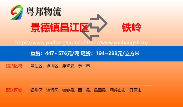 昌江区到铁岭物流专线