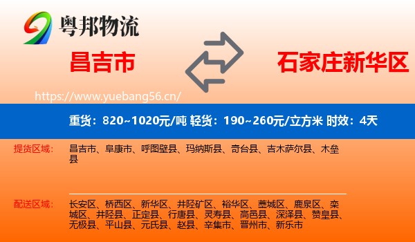 昌吉市到新华区物流专线名片