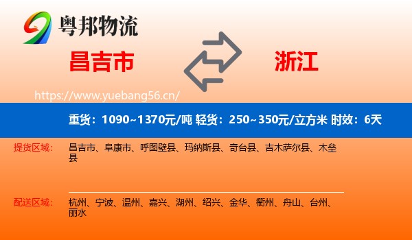 昌吉市到浙江物流专线名片