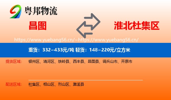 昌图到杜集区物流