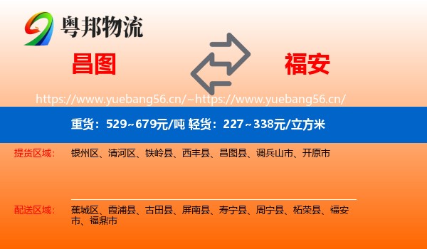 昌图到福安市物流