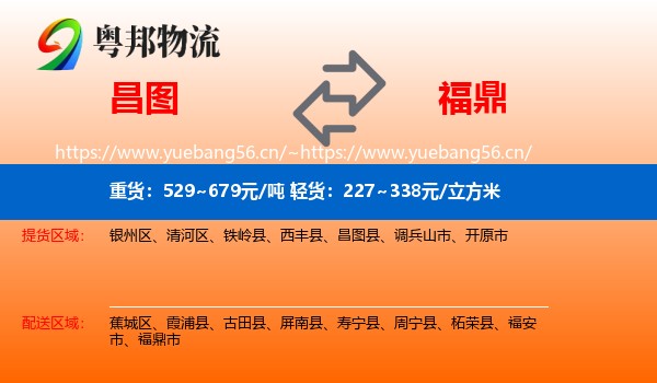 昌图到福鼎市物流