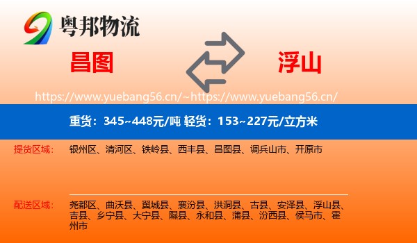 昌图到浮山县物流
