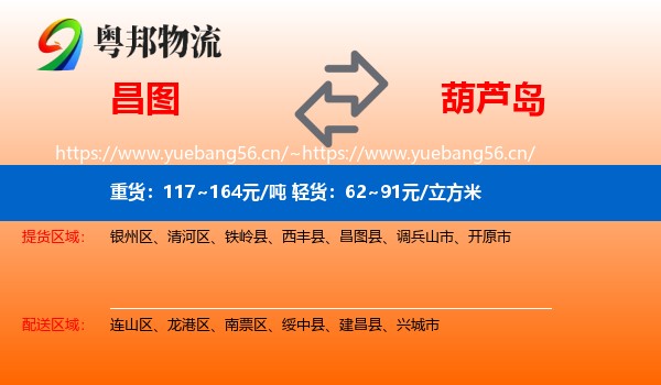 昌图县到葫芦岛物流专线