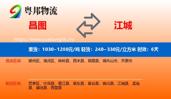 昌图到江城县物流专线名片