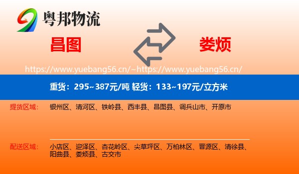 昌图到娄烦县物流