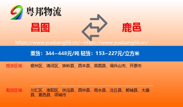 昌图到鹿邑县物流