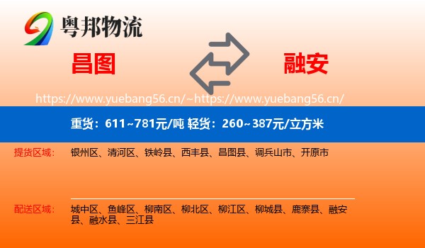 昌图到融安县物流