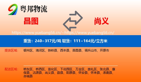昌图到尚义县物流