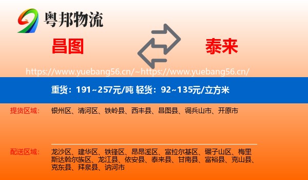 昌图县到泰来县物流专线