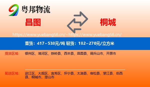 昌图到桐城市物流