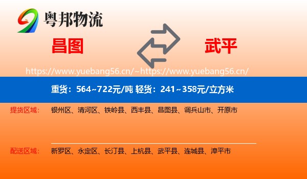 昌图到武平县物流