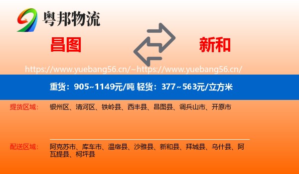 昌图到新和县物流