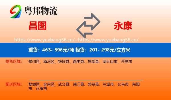 昌图到永康市物流