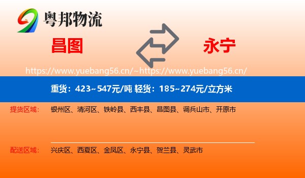 昌图到永宁县物流
