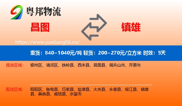 昌图到镇雄县物流专线名片