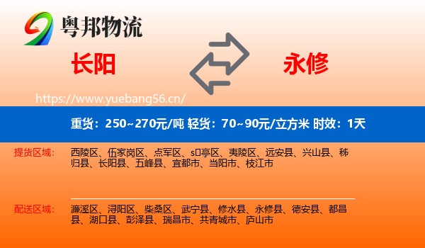 长阳到永修县物流专线名片