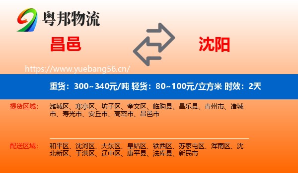 昌邑到沈阳物流专线名片