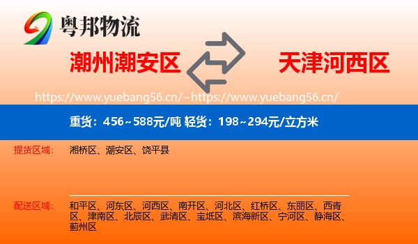 潮州潮安区到河西区物流