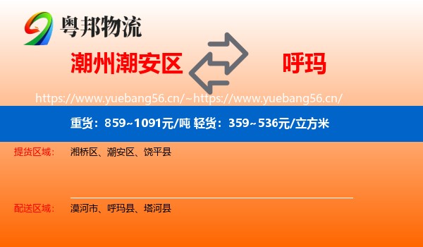 潮州潮安区到呼玛县物流