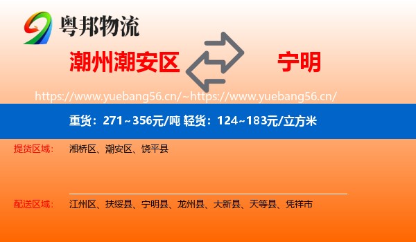 潮州潮安区到宁明县物流