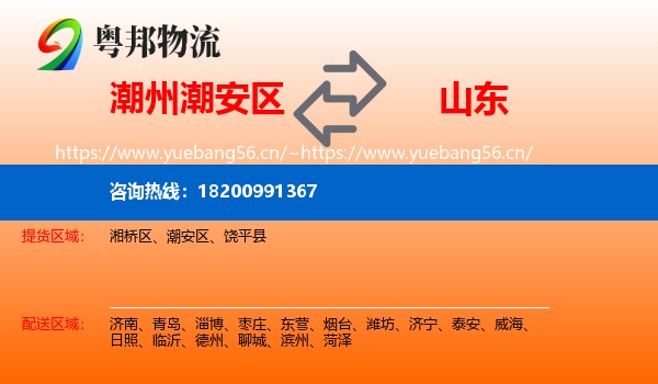 潮州潮安区到山东物流