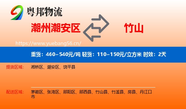 潮州潮安区到竹山县物流专线名片