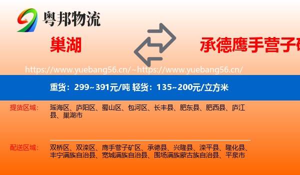 巢湖到鹰手营子矿区物流