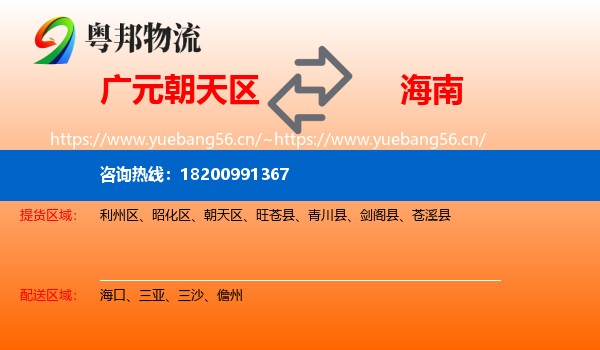 广元朝天区到海南物流