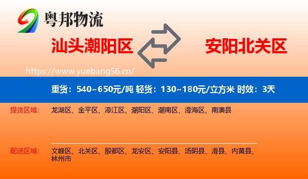 汕头潮阳区到北关区物流 汕头潮阳区到北关区物流专线名片