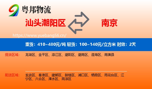 汕头潮阳区到南京物流专线名片