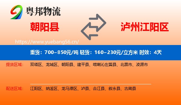 朝阳县到江阳区物流专线名片