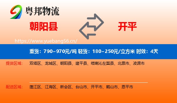 朝阳县到开平市物流专线名片