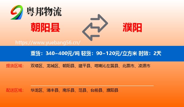 朝阳县到濮阳物流 朝阳县到濮阳物流专线名片