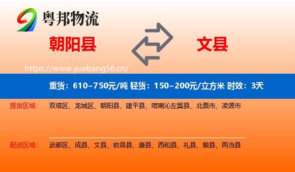 朝阳县到文县物流专线名片