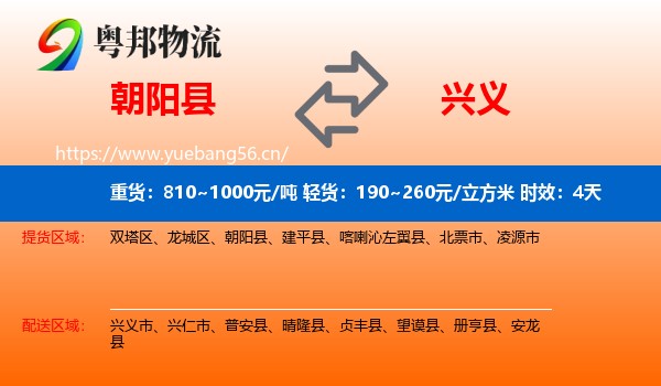 朝阳县到兴义市物流专线名片