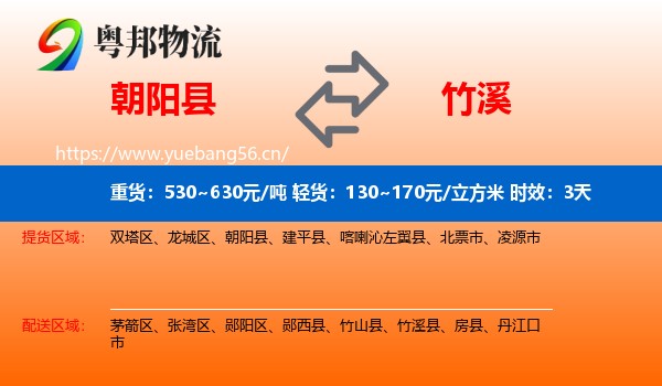 朝阳县到竹溪县物流专线名片