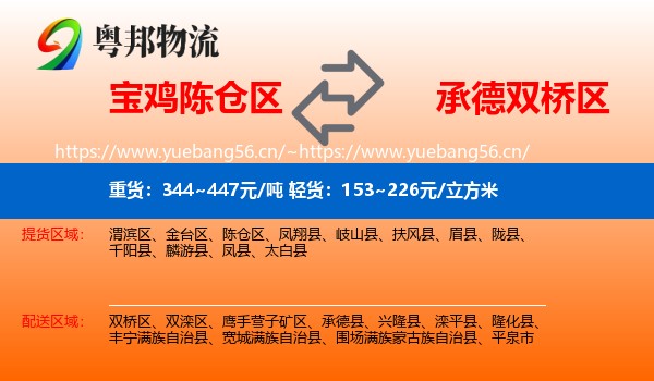 宝鸡陈仓区到双桥区物流